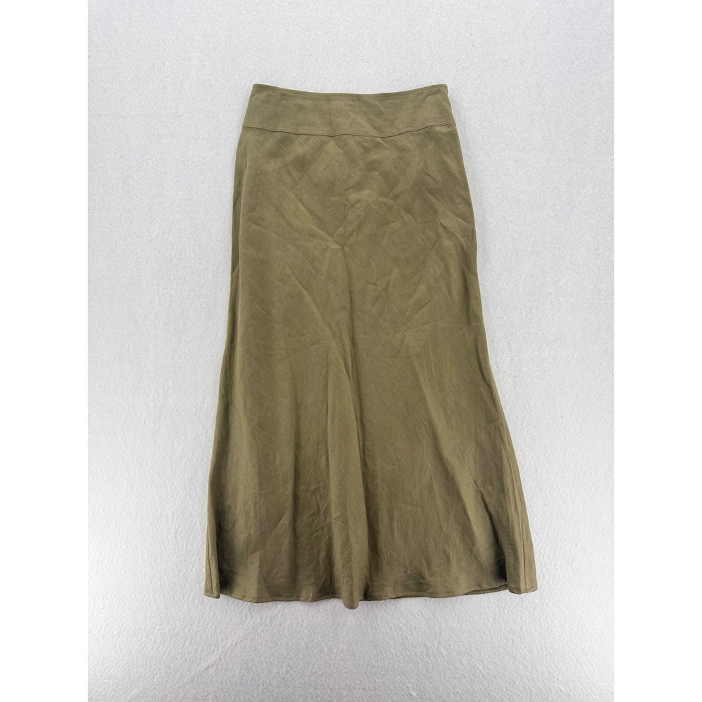 Vintage Uniform John Paul Richard Olive Green 100% Linen Maxi Skirt‎ Size 4